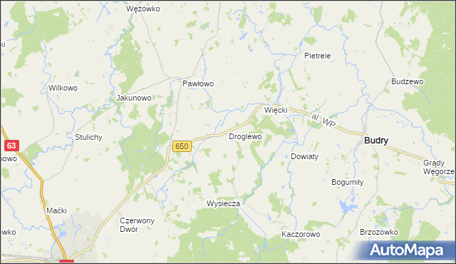 mapa Droglewo, Droglewo na mapie Targeo