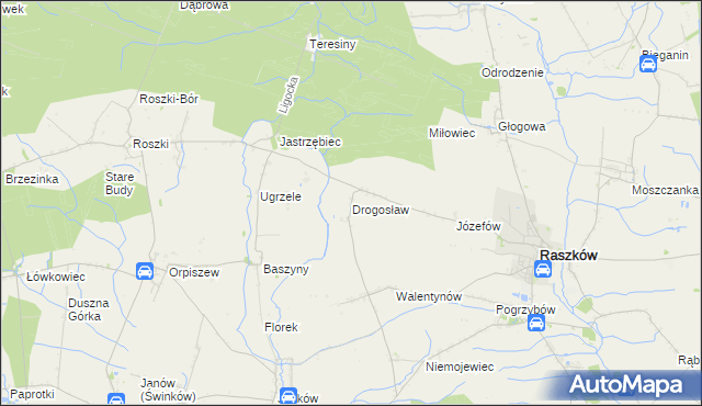 mapa Drogosław gmina Raszków, Drogosław gmina Raszków na mapie Targeo