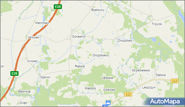 mapa Drozdówko gmina Rymań, Drozdówko gmina Rymań na mapie Targeo