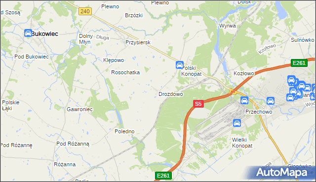 mapa Drozdowo gmina Świecie, Drozdowo gmina Świecie na mapie Targeo