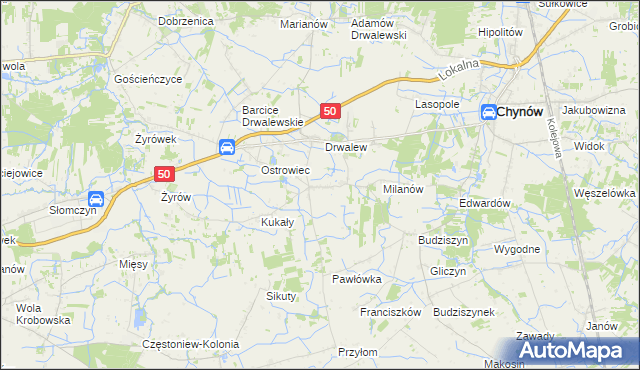 mapa Drwalewice gmina Chynów, Drwalewice gmina Chynów na mapie Targeo