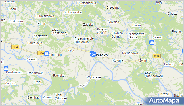 mapa Dubiecko, Dubiecko na mapie Targeo