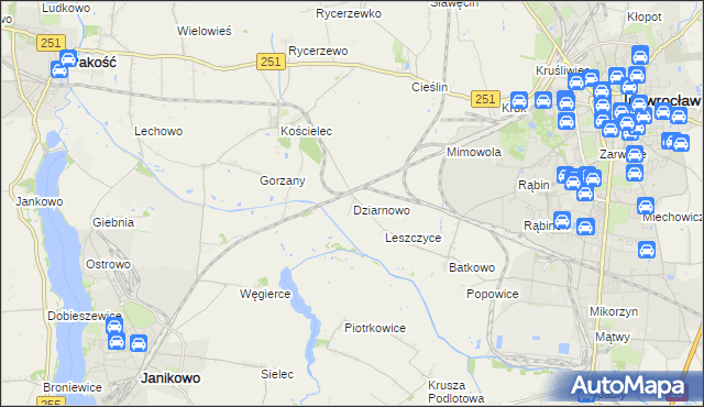 mapa Dziarnowo gmina Pakość, Dziarnowo gmina Pakość na mapie Targeo
