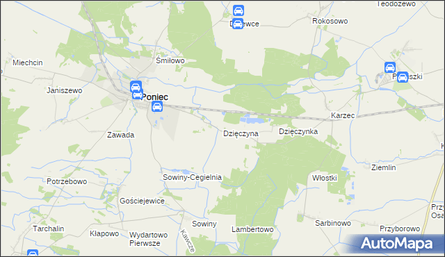 mapa Dzięczyna, Dzięczyna na mapie Targeo