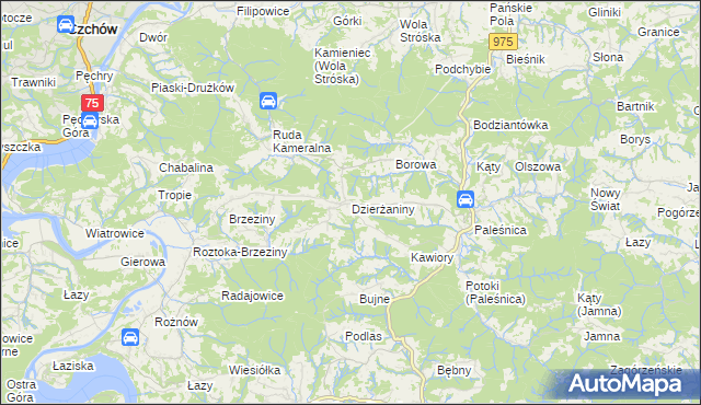 mapa Dzierżaniny, Dzierżaniny na mapie Targeo