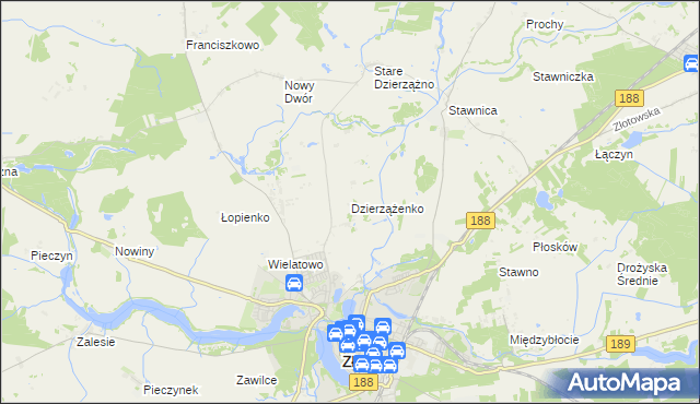 mapa Dzierzążenko, Dzierzążenko na mapie Targeo