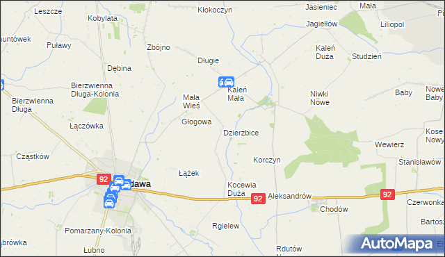 mapa Dzierzbice, Dzierzbice na mapie Targeo