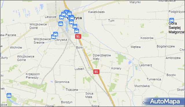 mapa Dzierzbiętów Mały, Dzierzbiętów Mały na mapie Targeo