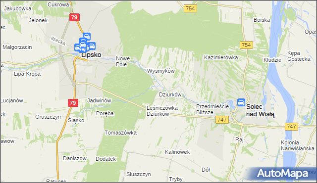 mapa Dziurków, Dziurków na mapie Targeo