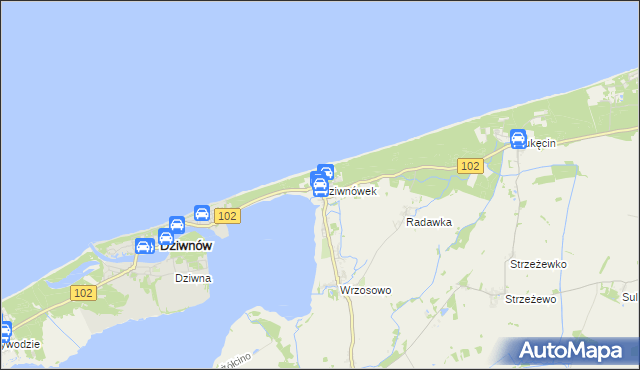mapa Dziwnówek, Dziwnówek na mapie Targeo