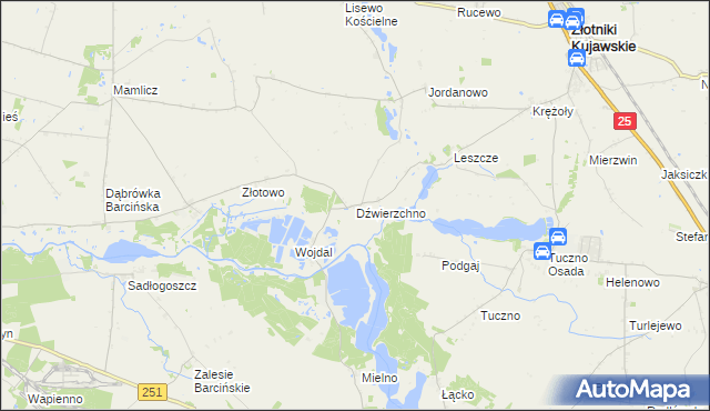 mapa Dźwierzchno, Dźwierzchno na mapie Targeo