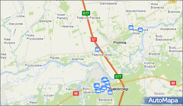 mapa Falęcice-Wola, Falęcice-Wola na mapie Targeo