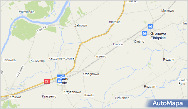 mapa Fiszewo gmina Gronowo Elbląskie, Fiszewo gmina Gronowo Elbląskie na mapie Targeo