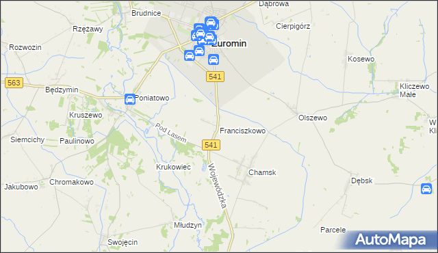 mapa Franciszkowo gmina Żuromin, Franciszkowo gmina Żuromin na mapie Targeo