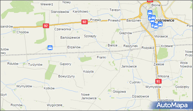 mapa Franki gmina Krośniewice, Franki gmina Krośniewice na mapie Targeo