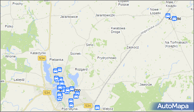 mapa Frydrychowo gmina Ryńsk, Frydrychowo gmina Ryńsk na mapie Targeo