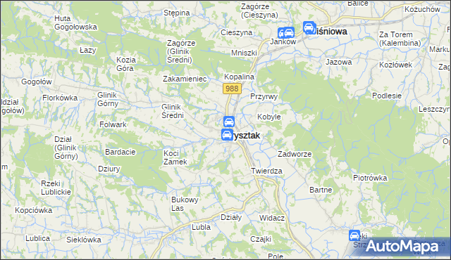 mapa Frysztak, Frysztak na mapie Targeo