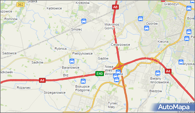 mapa Gądów, Gądów na mapie Targeo