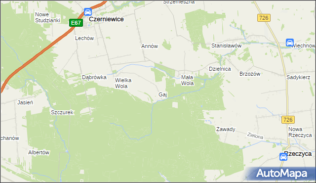 mapa Gaj gmina Czerniewice, Gaj gmina Czerniewice na mapie Targeo