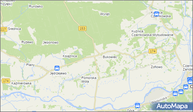 mapa Gajewo gmina Czarnków, Gajewo gmina Czarnków na mapie Targeo