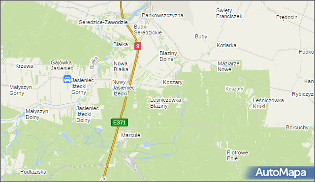 mapa Gajówka Maziarze k/Koszary, Gajówka Maziarze k/Koszary na mapie Targeo