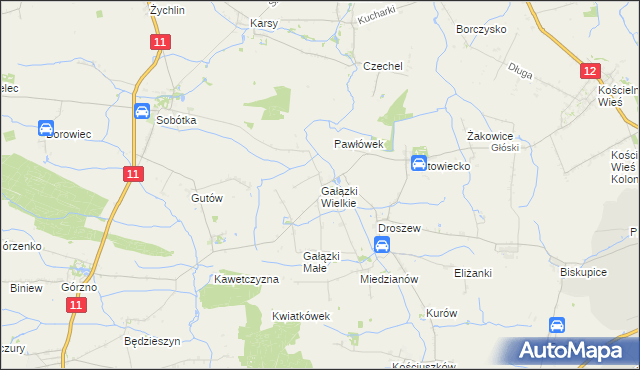 mapa Gałązki Wielkie, Gałązki Wielkie na mapie Targeo