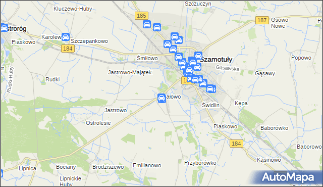 mapa Gałowo gmina Szamotuły, Gałowo gmina Szamotuły na mapie Targeo