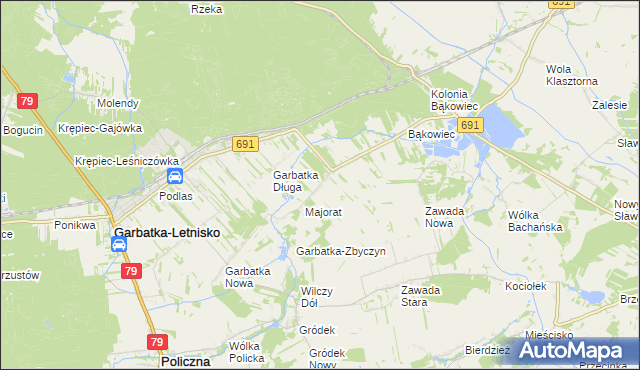 mapa Garbatka-Dziewiątka, Garbatka-Dziewiątka na mapie Targeo