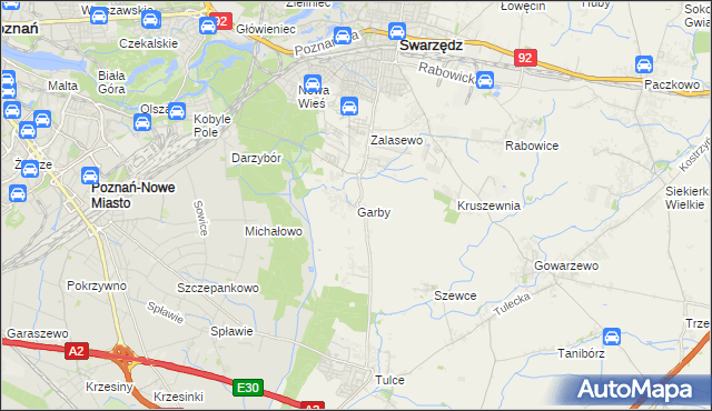 mapa Garby gmina Swarzędz, Garby gmina Swarzędz na mapie Targeo