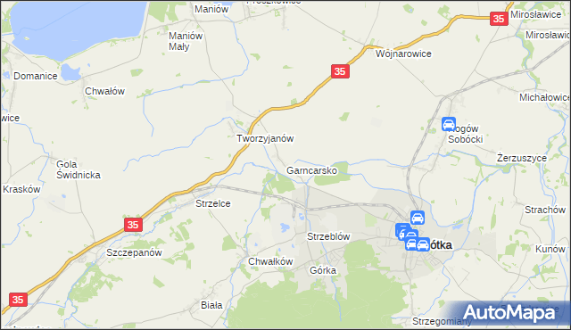 mapa Garncarsko gmina Sobótka, Garncarsko gmina Sobótka na mapie Targeo