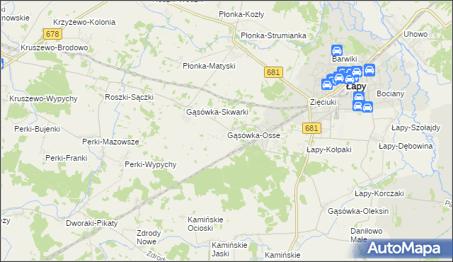 mapa Gąsówka-Osse, Gąsówka-Osse na mapie Targeo