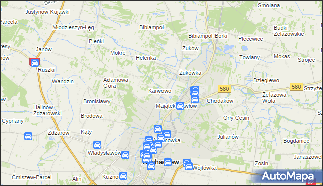 mapa Gawłów gmina Sochaczew, Gawłów gmina Sochaczew na mapie Targeo