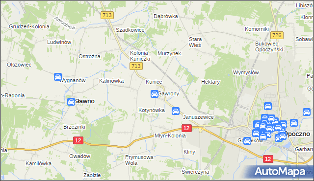 mapa Gawrony gmina Sławno, Gawrony gmina Sławno na mapie Targeo