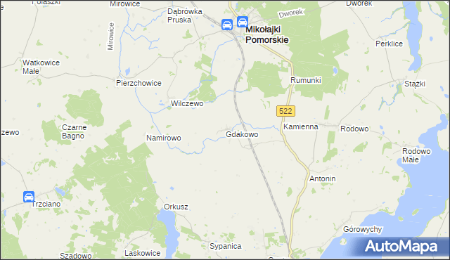 mapa Gdakowo, Gdakowo na mapie Targeo