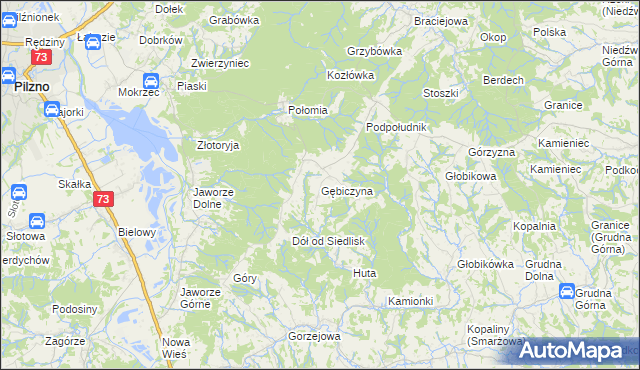 mapa Gębiczyna, Gębiczyna na mapie Targeo