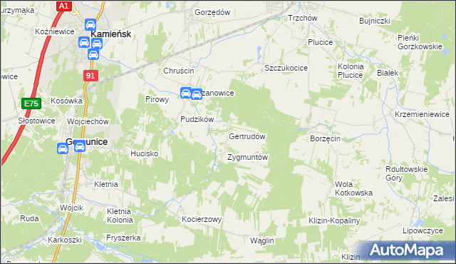 mapa Gertrudów, Gertrudów na mapie Targeo