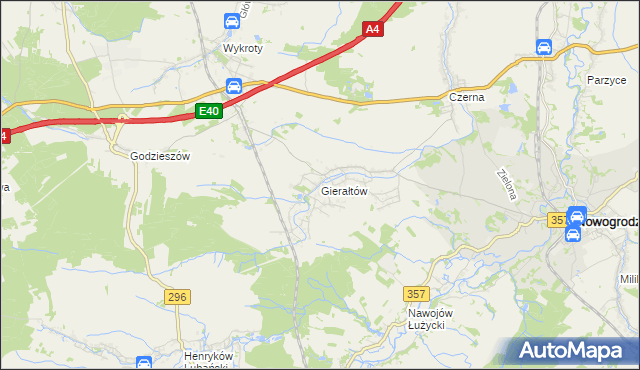 mapa Gierałtów, Gierałtów na mapie Targeo