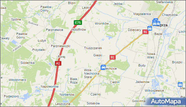 mapa Gieski, Gieski na mapie Targeo