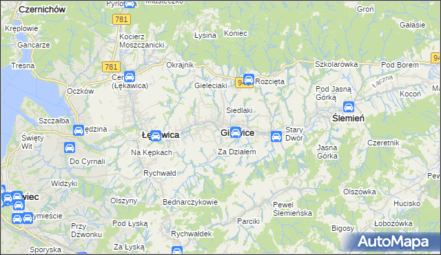 mapa Gilowice powiat żywiecki, Gilowice powiat żywiecki na mapie Targeo