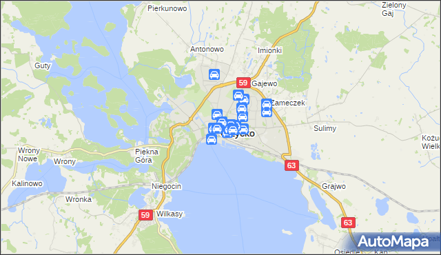 mapa Giżycko, Giżycko na mapie Targeo