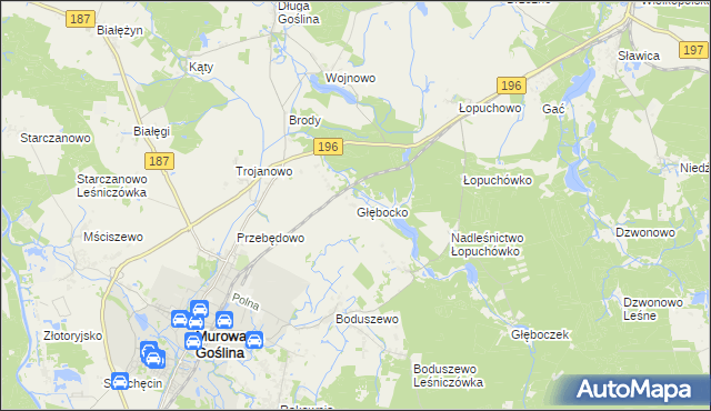 mapa Głębocko gmina Murowana Goślina, Głębocko gmina Murowana Goślina na mapie Targeo