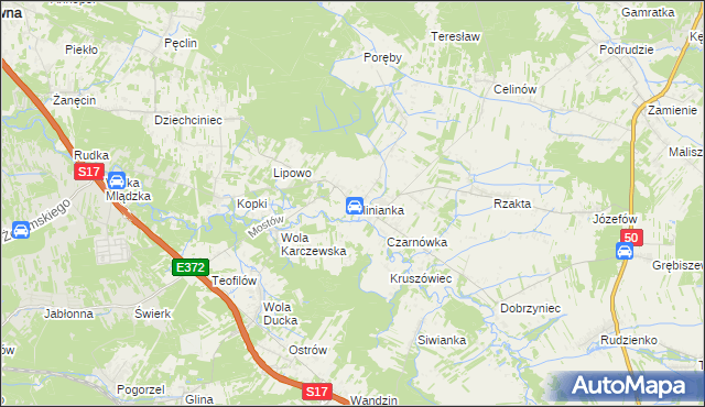 mapa Glinianka gmina Wiązowna, Glinianka gmina Wiązowna na mapie Targeo