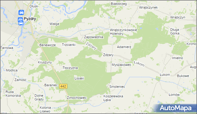 mapa Glinianki gmina Pyzdry, Glinianki gmina Pyzdry na mapie Targeo