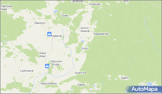 mapa Glinki gmina Rojewo, Glinki gmina Rojewo na mapie Targeo