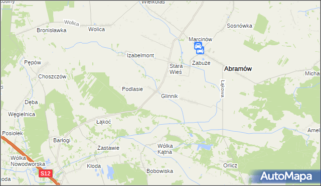 mapa Glinnik gmina Abramów, Glinnik gmina Abramów na mapie Targeo