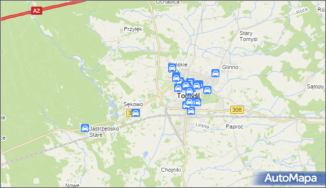 mapa Glinno gmina Nowy Tomyśl, Glinno gmina Nowy Tomyśl na mapie Targeo