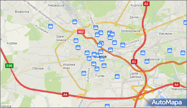 mapa Gliwic, Gliwice na mapie Targeo