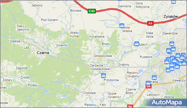 mapa Głowaczowa, Głowaczowa na mapie Targeo