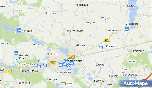mapa Główna gmina Pobiedziska, Główna gmina Pobiedziska na mapie Targeo