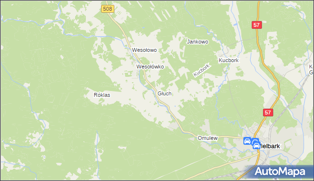 mapa Głuch, Głuch na mapie Targeo